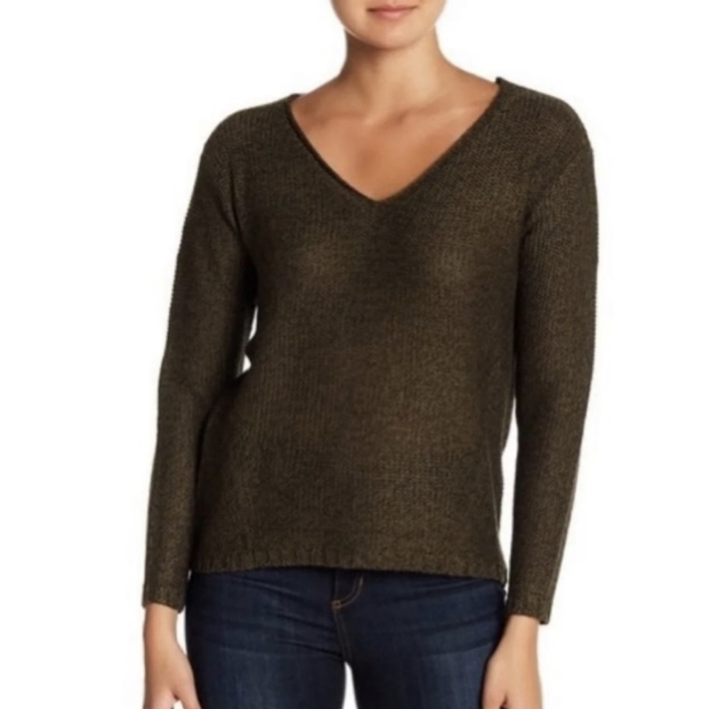 RDI V-Neck Faux Suede Elbow Patch Sweater (EUC XS)